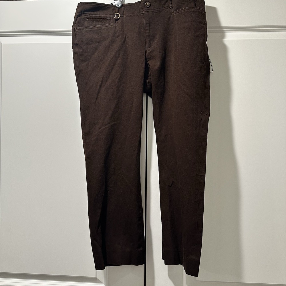 Lauren Ralph Lauren Brown Straight Leg Pants Womens 12 Chocolate Cotton Blend